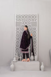 3-PC Unstitched Fancy Embroiedere Velvet Velvora By Tawakkal Fabrics | D-4926